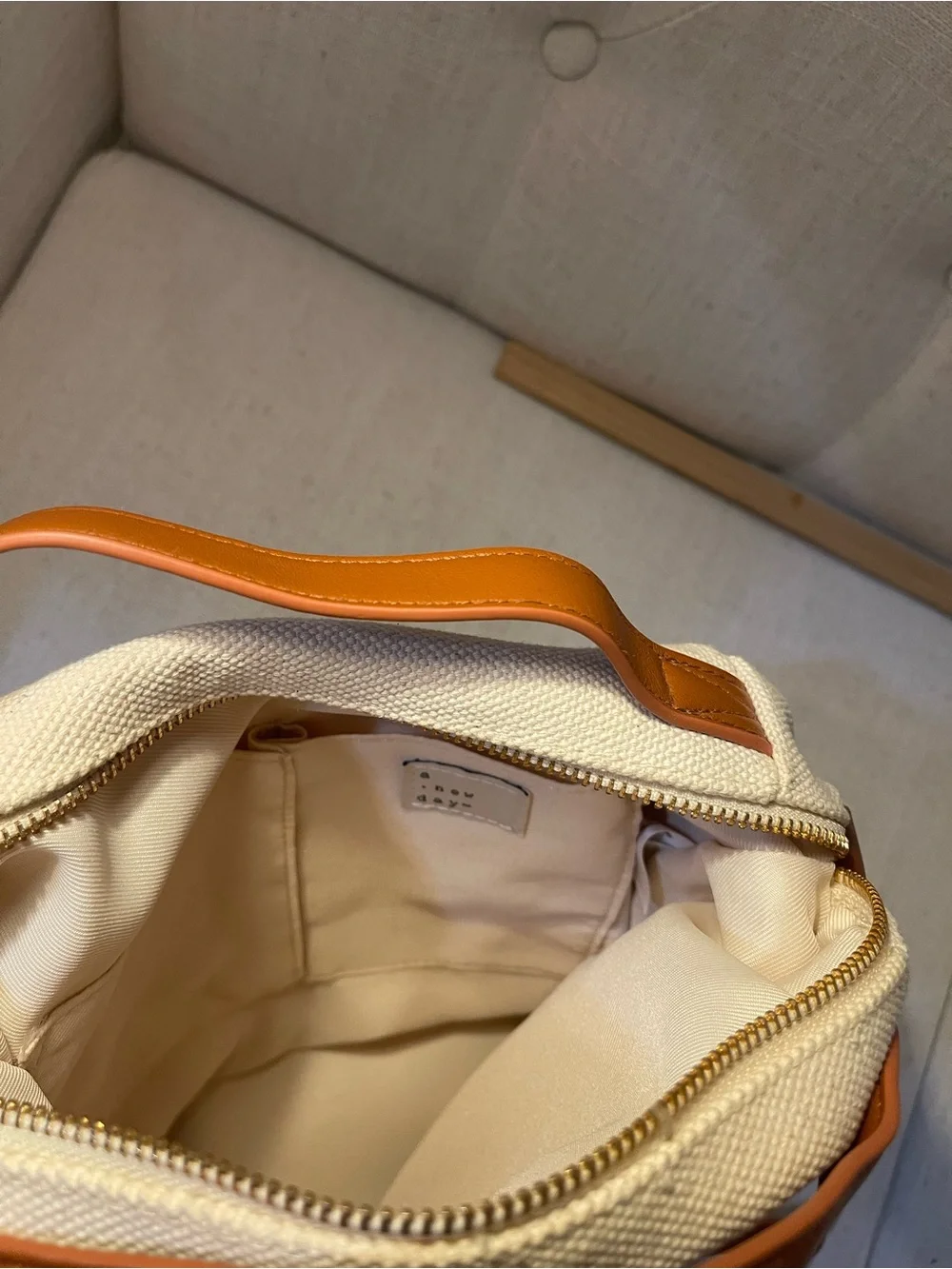 Canvas Cream Backpack with Tan Accent